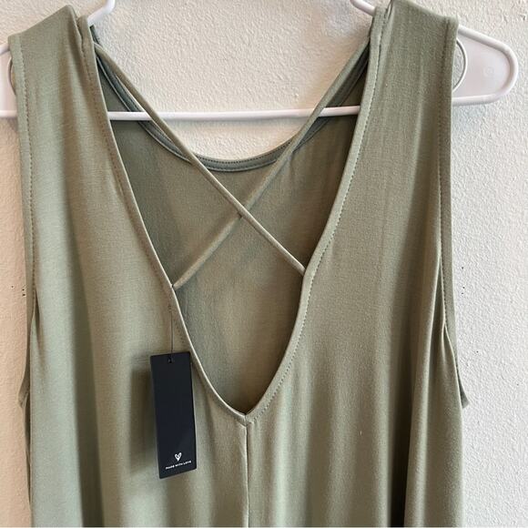 Lulu’s Sage Pale Green Mini Stretch Strappy Back Tank Swing Dress size 2X - Picture 6 of 8